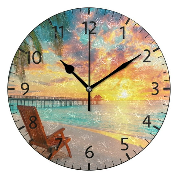 YAZAOO Decorative Wall Clock Size：25cm Sunset Design Pattern Clock