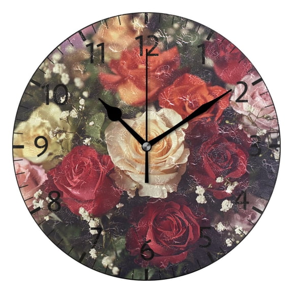 YAZAOO Decorative Wall Clock Size：25cm Sunset Flutter Design Pattern Clock