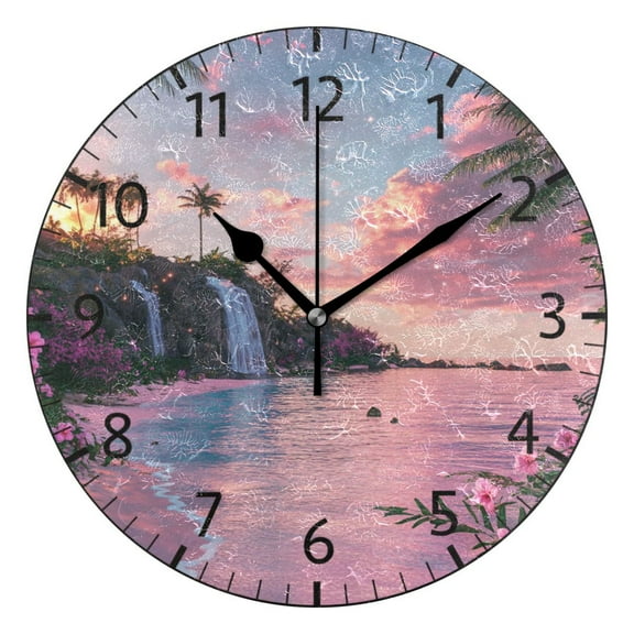 YAZAOO Decorative Wall Clock Size:25cm Sunset Serenity Design Pattern Clock