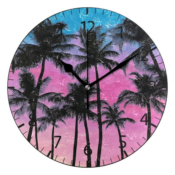 YAZAOO Decorative Wall Clock Size:25cm Sunset Silhouette Design Pattern Clock