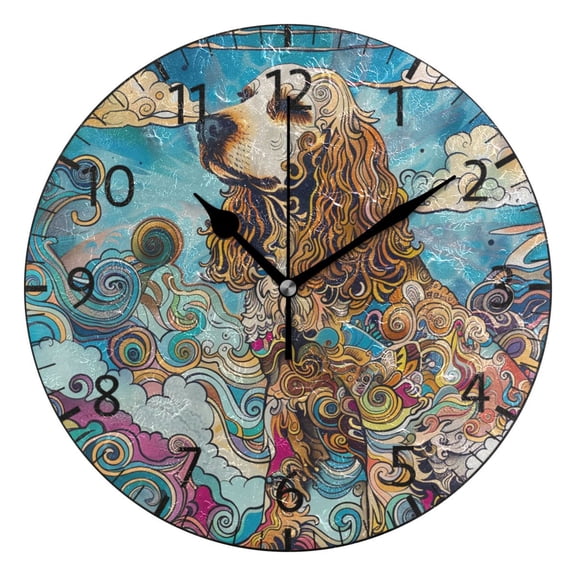 YAZAOO Decorative Wall Clock Size:25cm Swaying Tails in Swirls Design Pattern Clock