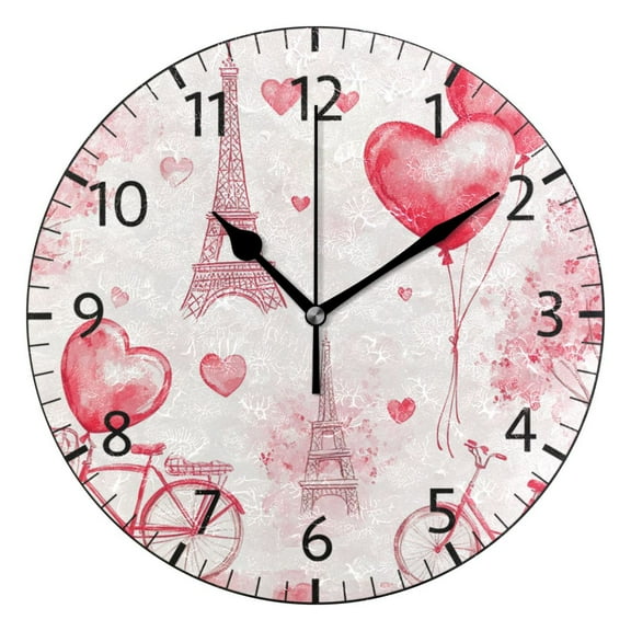 YAZAOO Decorative Wall Clock Size:25cm Sweet Parisian Whimsy Design Pattern Clock