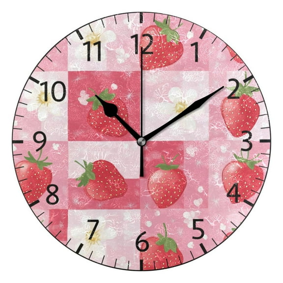 YAZAOO Decorative Wall Clock Size:25cm Sweet Strawberry Design Pattern Clock