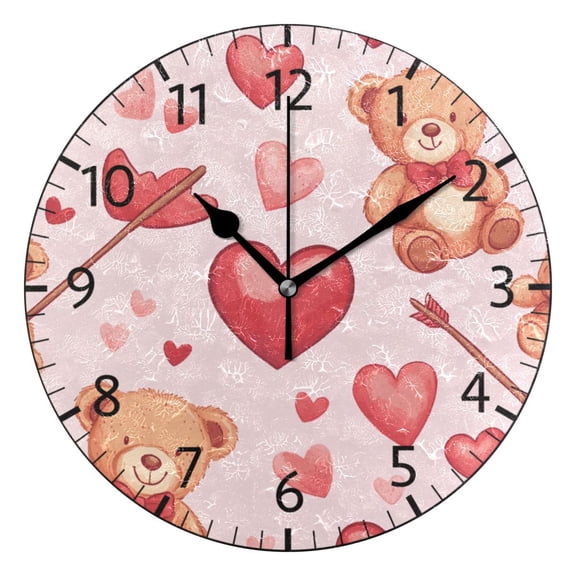 YAZAOO Decorative Wall Clock Size:25cm Sweetheart Bears Design Pattern Clock