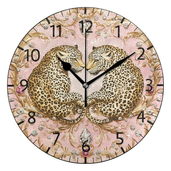 YAZAOO Decorative Wall Clock Size:25cm The Leopard's Dance Design Pattern Clock