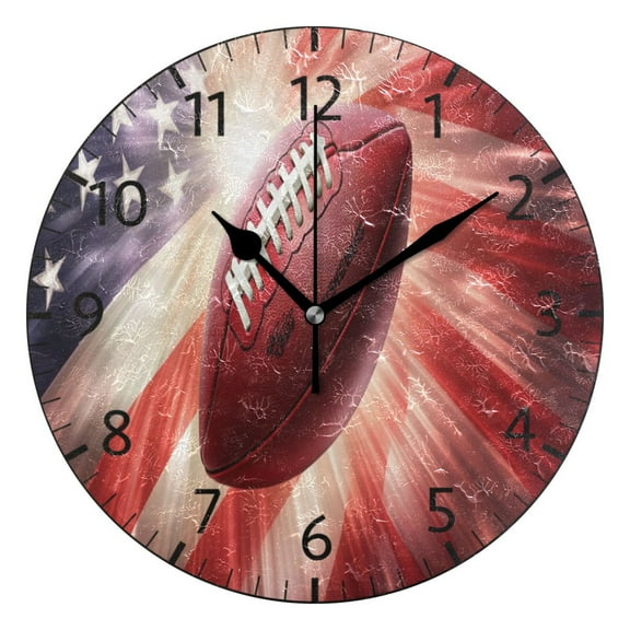 YAZAOO Decorative Wall Clock Size:25cm Touchdown Triumph Design Pattern Clock