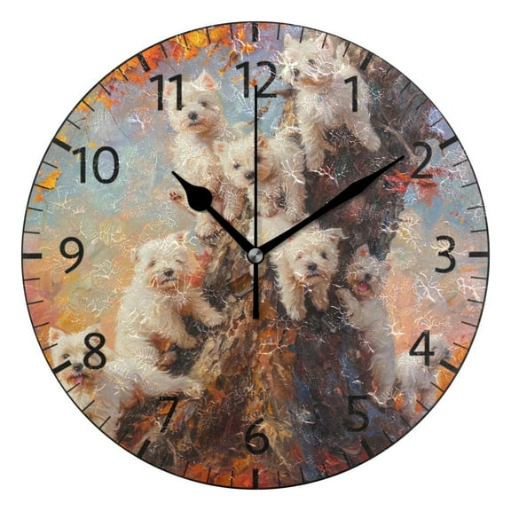 YAZAOO Decorative Wall Clock Size：25cm Tree-climbing Cuties Design Pattern Clock