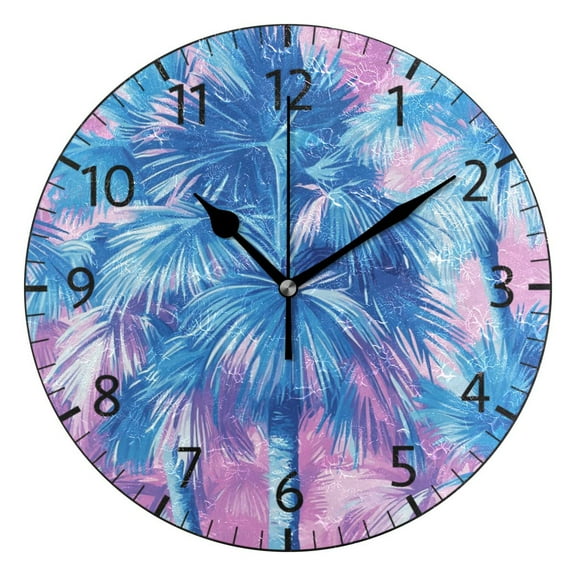 YAZAOO Decorative Wall Clock Size：25cm Tropical Breeze Design Pattern Clock