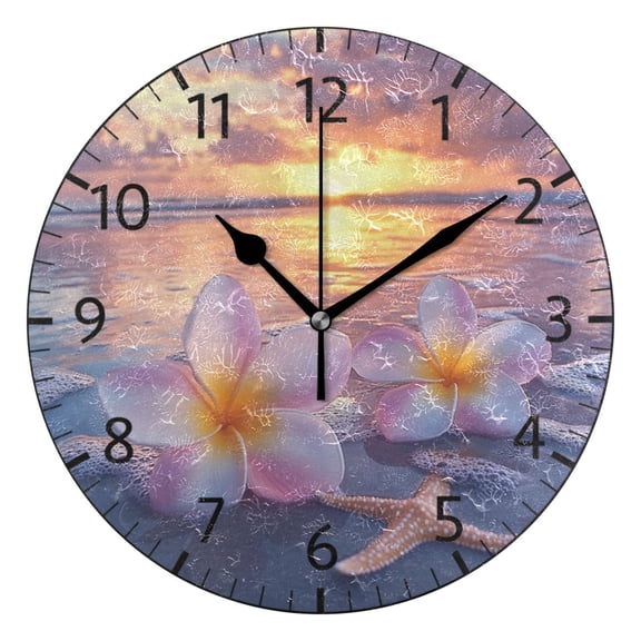 YAZAOO Decorative Wall Clock Size：25cm Tropical Serenity Design Pattern Clock