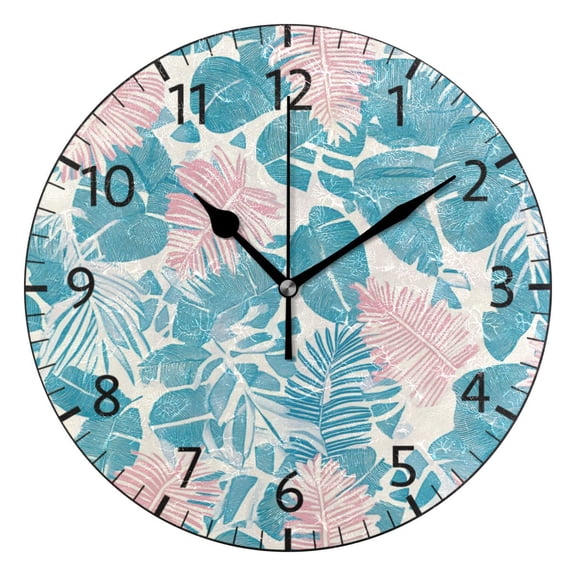 YAZAOO Decorative Wall Clock Size：25cm Tropical Whispers Design Pattern Clock