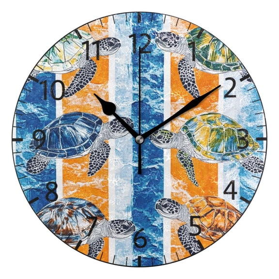 YAZAOO Decorative Wall Clock Size:25cm Turtle Escape Design Pattern Clock