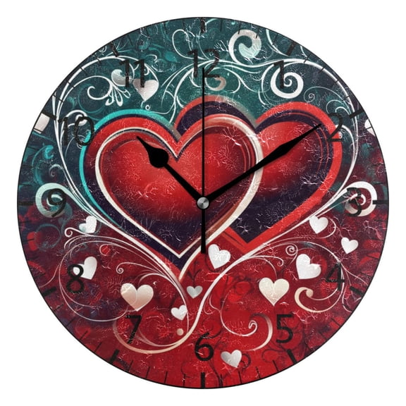 YAZAOO Decorative Wall Clock Size：25cm Twined Hearts Design Pattern Clock