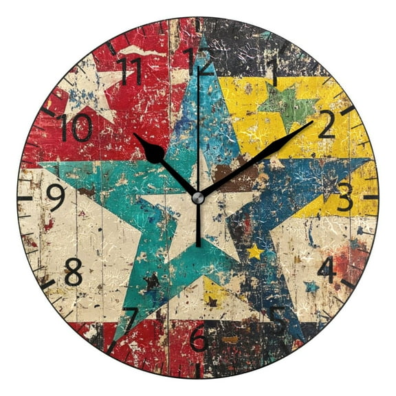 YAZAOO Decorative Wall Clock Size:25cm Vintage Patriotism Design Pattern Clock