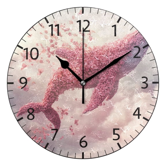 YAZAOO Decorative Wall Clock Size:25cm Whale Of Blossoms Design Pattern Clock