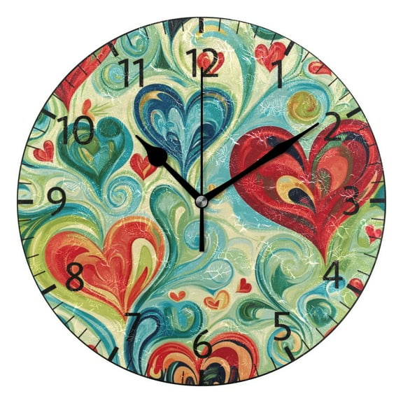 YAZAOO Decorative Wall Clock Size：25cm Whimsical Affection Design Pattern Clock