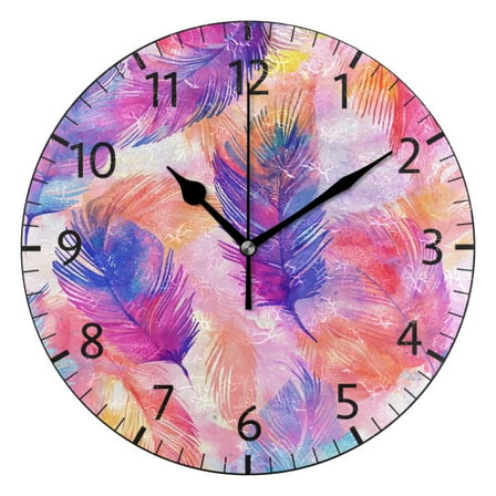 YAZAOO Decorative Wall Clock Size：25cm Whimsical Featherscape Design Pattern Clock