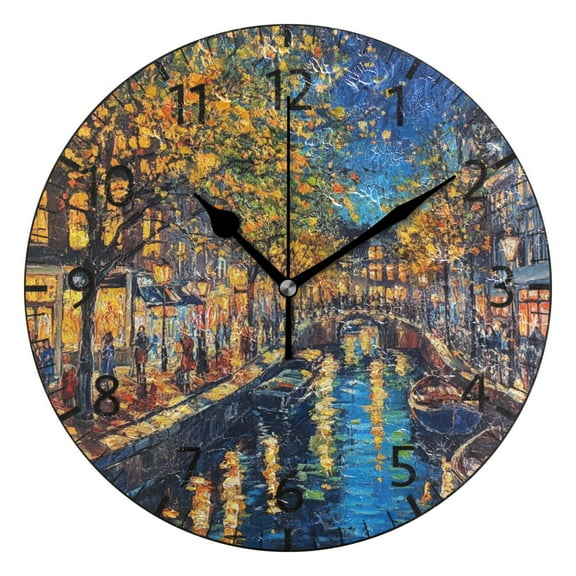 YAZAOO Decorative Wall Clock Size:25cm Whimsical Lion Garden Design Pattern Clock