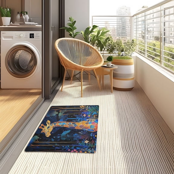 YAZAOO Floor Mats 32x20in Colorful Giraffe Creativity Doormats