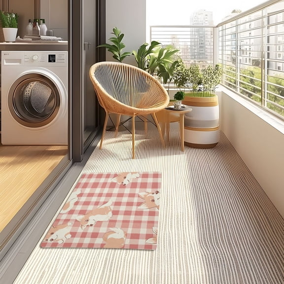 YAZAOO Floor Mats 32x20in Corgis Charm Creativity Doormats