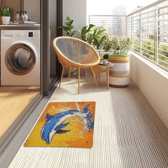 YAZAOO Floor Mats 32x20in Dolphin Dance Creativity Doormats