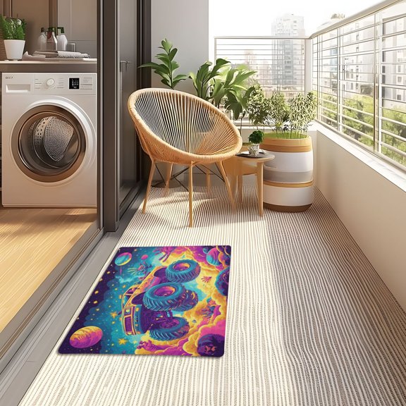 YAZAOO Floor Mats 32x20in Galactic Thrill Ride Creativity Doormats
