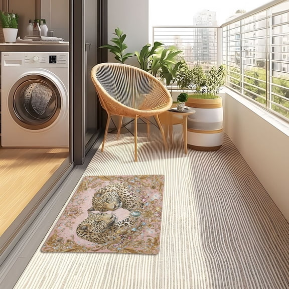 YAZAOO Floor Mats 32x20in Leopards with Jewelry Creativity Doormats