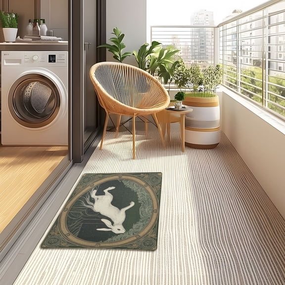 YAZAOO Floor Mats 32x20in Lunar Hare Creativity Doormats