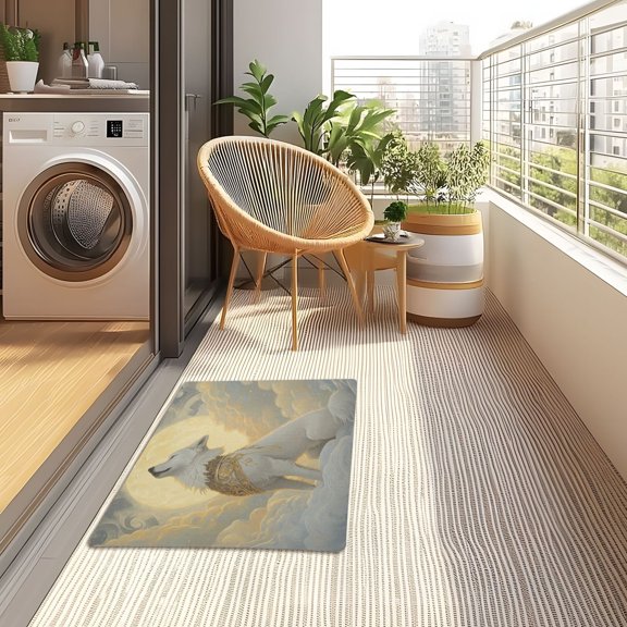 YAZAOO Floor Mats 32x20in Moonlit Wolf Majesty Creativity Doormats
