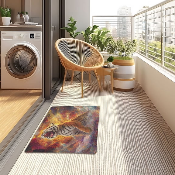 YAZAOO Floor Mats 32x20in Powerful Tiger Roaring Creativity Doormats