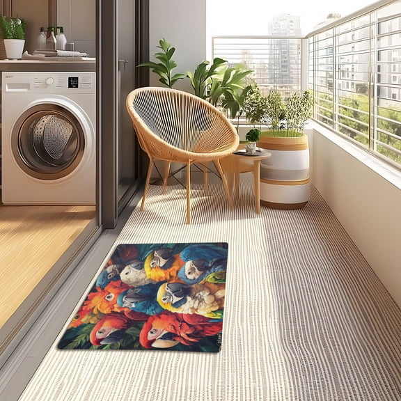 YAZAOO Floor Mats 32x20in Rainbow Of Parrots Creativity Doormats