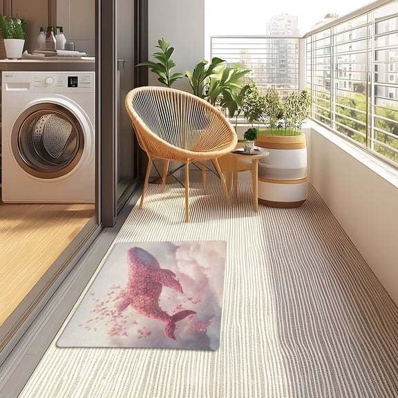YAZAOO Floor Mats 32x20in Whale Of Blossoms Creativity Doormats