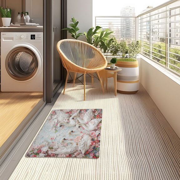 YAZAOO Floor Mats 32x20in White Swans Creativity Doormats