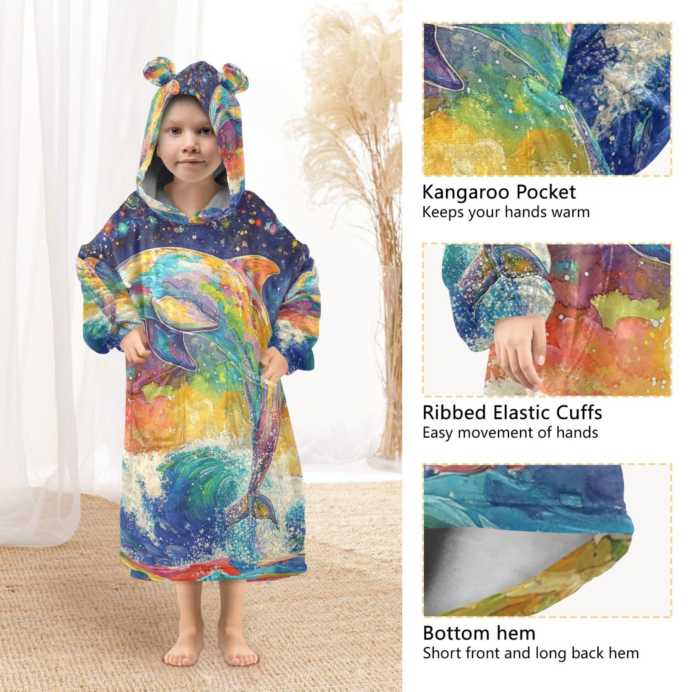 YAZAOO Kids Wearable Blanket Hoodie Warm and Cozy Cosmic Splash Flannel Sweatshirt