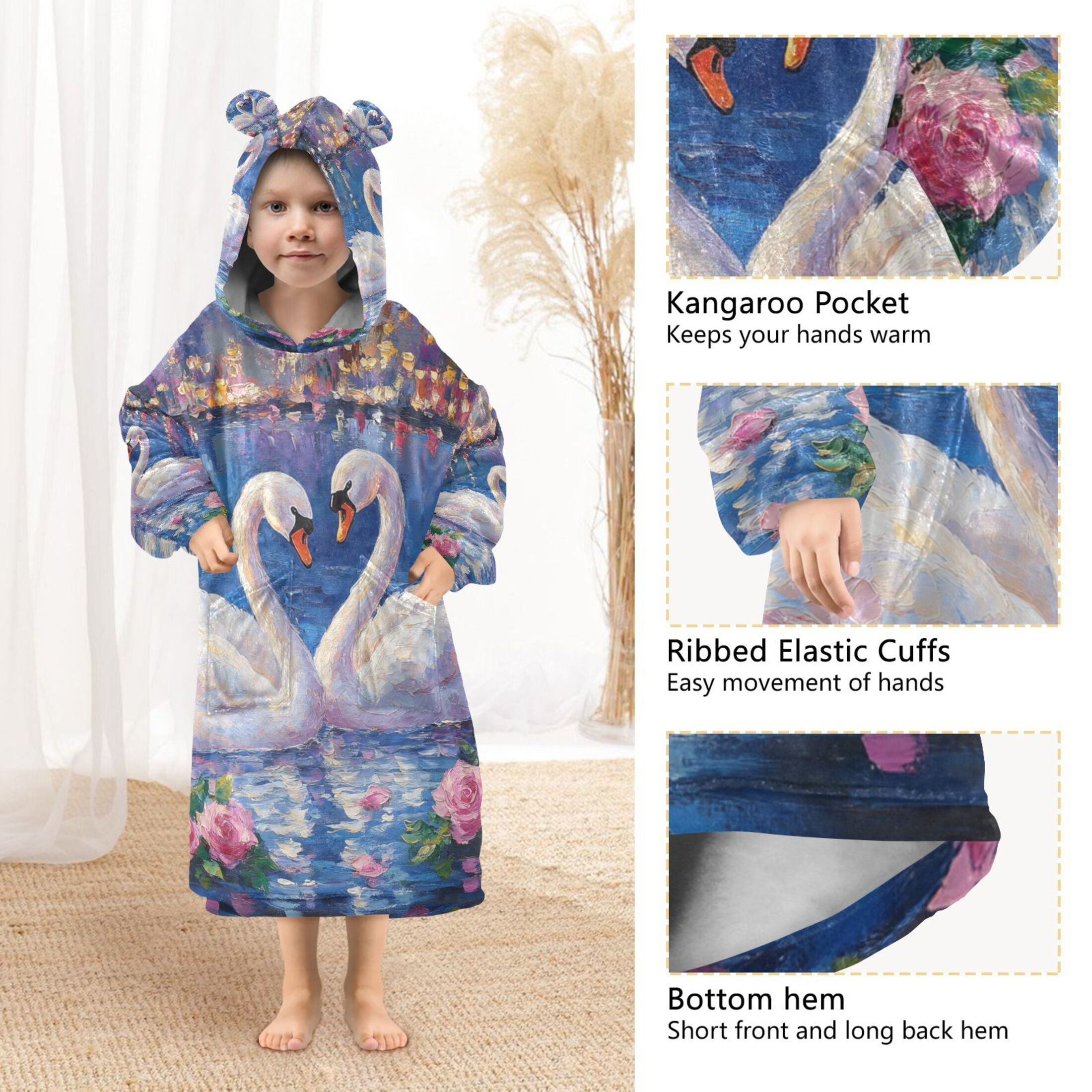 YAZAOO Kids Wearable Blanket Hoodie Warm and Cozy Eternal Love's Reflection Flannel Sweatshirt