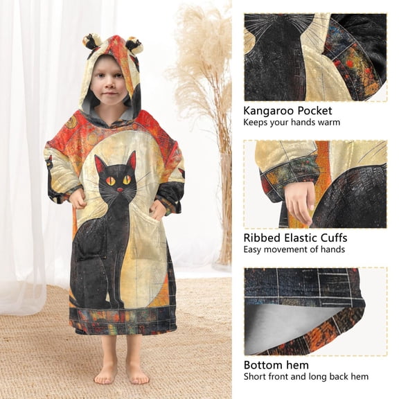 YAZAOO Kids Wearable Blanket Hoodie Warm and Cozy Ethereal Midnight Guardian Flannel Sweatshirt