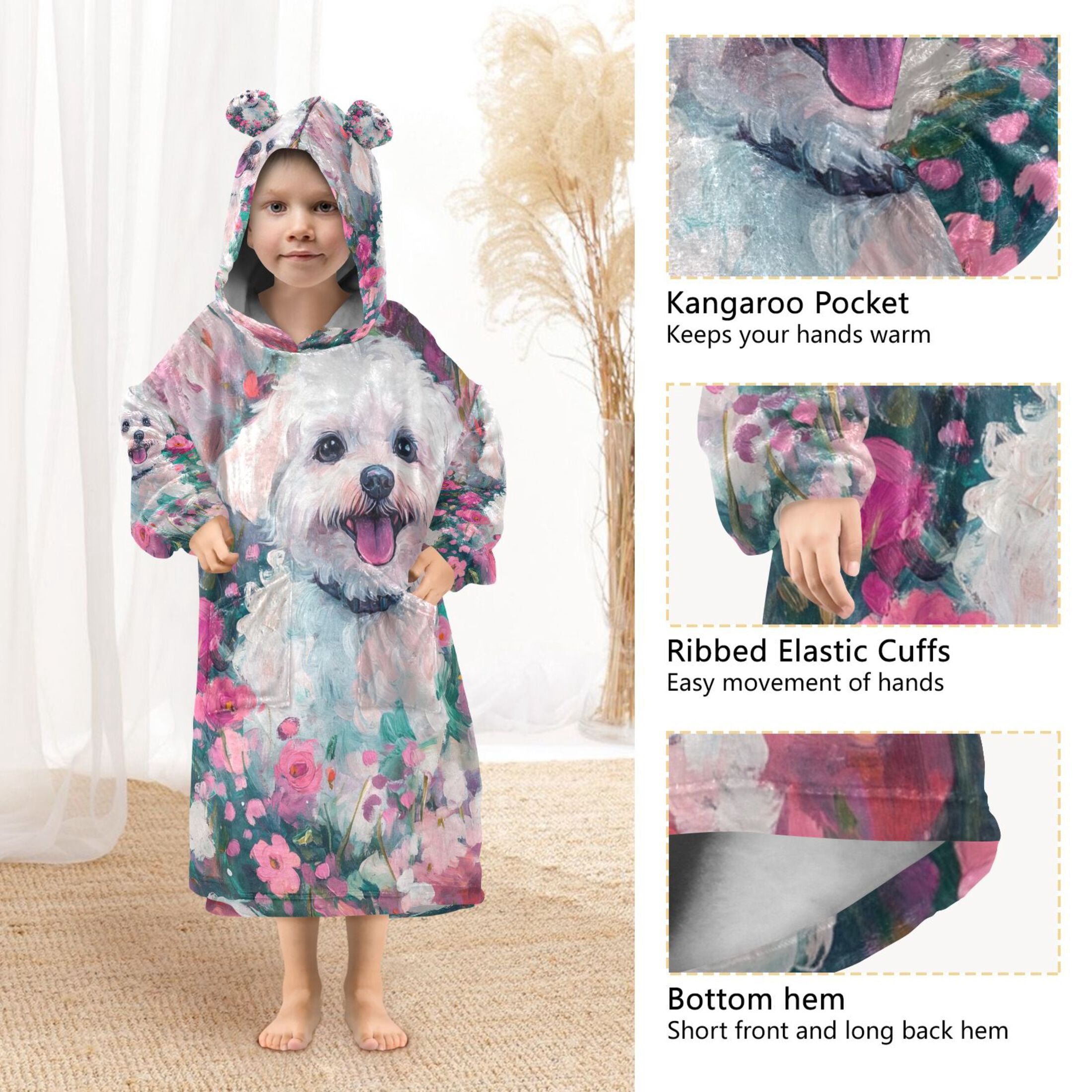 YAZAOO Kids Wearable Blanket Hoodie Warm and Cozy Fluffy Joy Flannel Sweatshirt