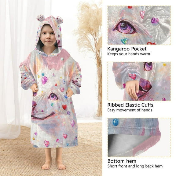 YAZAOO Kids Wearable Blanket Hoodie Warm and Cozy Gems Of Joy Flannel Sweatshirt