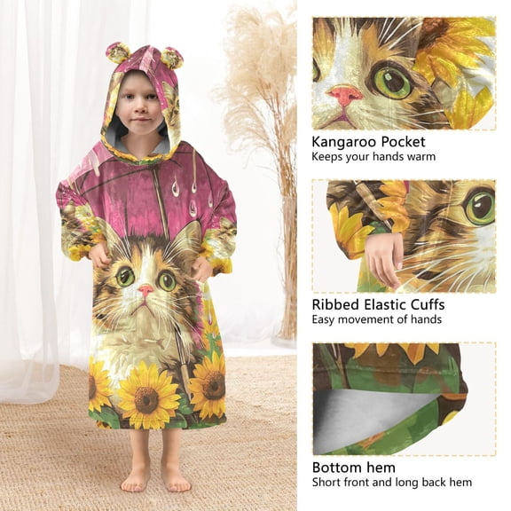 YAZAOO Kids Wearable Blanket Hoodie Warm and Cozy Petal Puddle Stare Flannel Sweatshirt