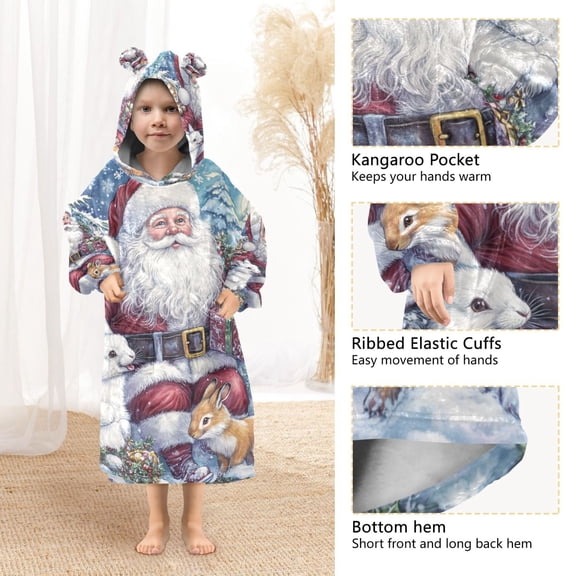 YAZAOO Kids Wearable Blanket Hoodie Warm and Cozy Winter Whimsy Flannel Sweatshirt