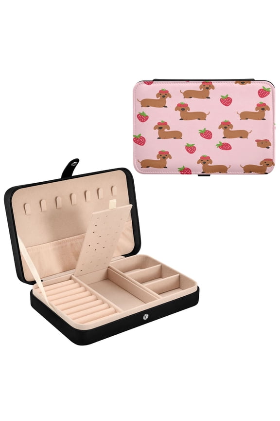 Leather Jewelry Box - Rectangular Blooming Love Pattern 8.27x5.5x1.78in Black