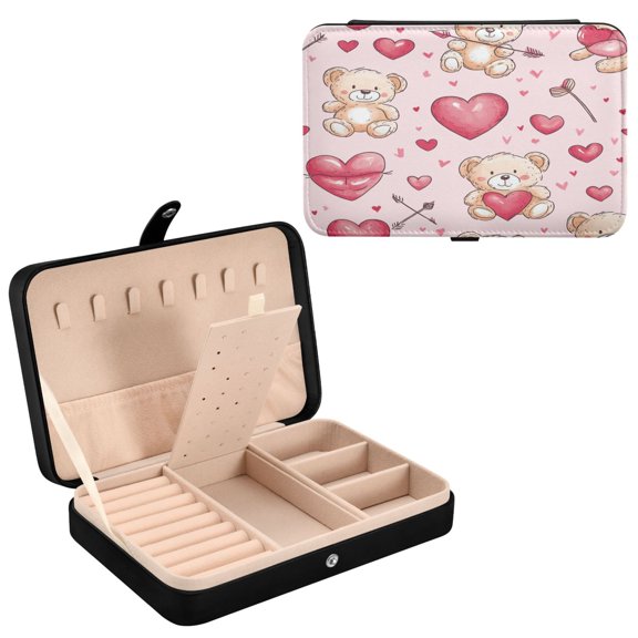 YAZAOO Leather Jewelry Box - Rectangular Love Parade Pattern 8.27x5.5x1.78in Black