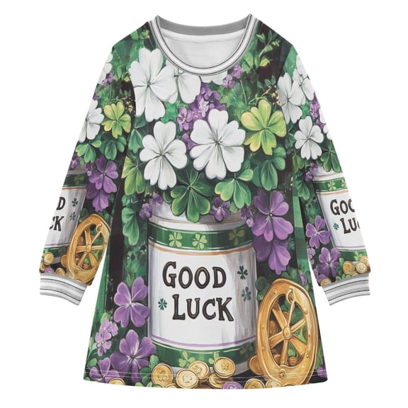 YAZAOO Little Girls Long Sleeved Hoodie A Dresses Drawing Vase Pattern Classical Creative Pattern