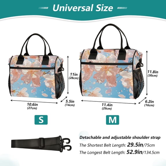 YAZAOO Lunch Bag Creative Cherry Blossoms Cooler bag with Shoulder Strap
