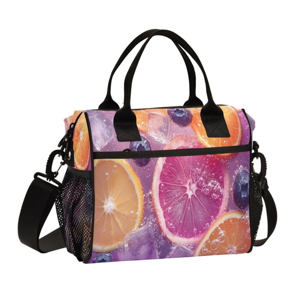 YAZAOO Lunch Bag Creative Citrus Slices Blueberries Ice Cooler bag with Shoulder Strap