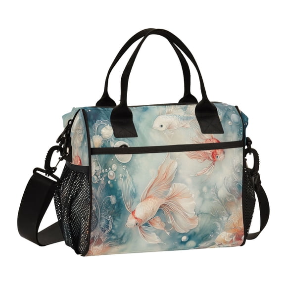 YAZAOO Lunch Bag Creative Goldfish in Motion Cooler bag with Shoulder Strap