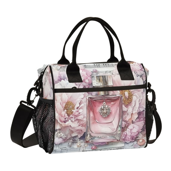 YAZAOO Lunch Bag Creative Perfume Flowers Sheet Music Cooler bag with Shoulder Strap