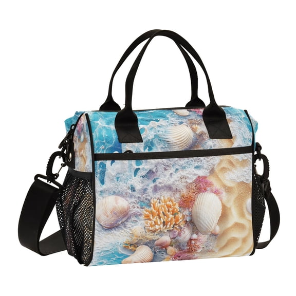 YAZAOO Lunch Bag Creative Seashells Beach Art Cooler bag with Shoulder Strap