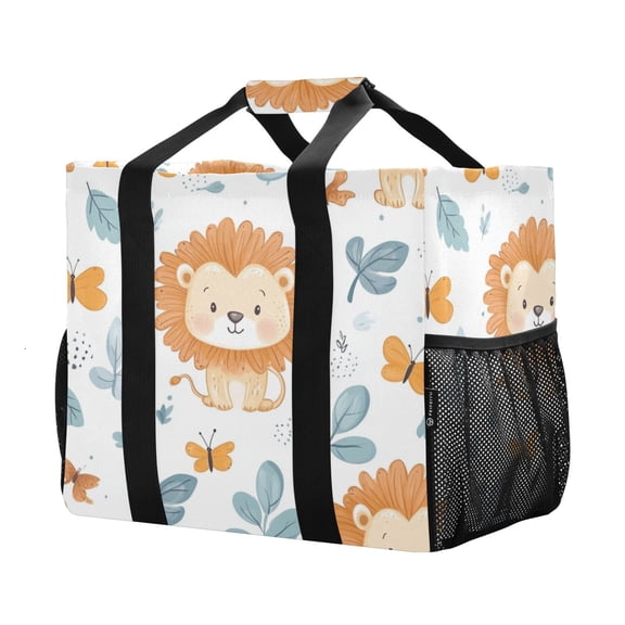 YAZAOO Mesh Beach Bags Totes Foldable Multiple Pockets Creatively Autumn Reflections Printed