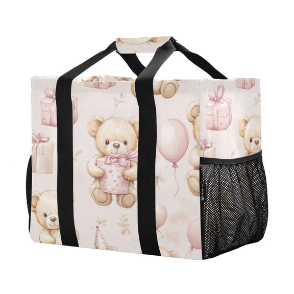 YAZAOO Mesh Beach Bags Totes Foldable Multiple Pockets Creatively Bear Gift Party Printed