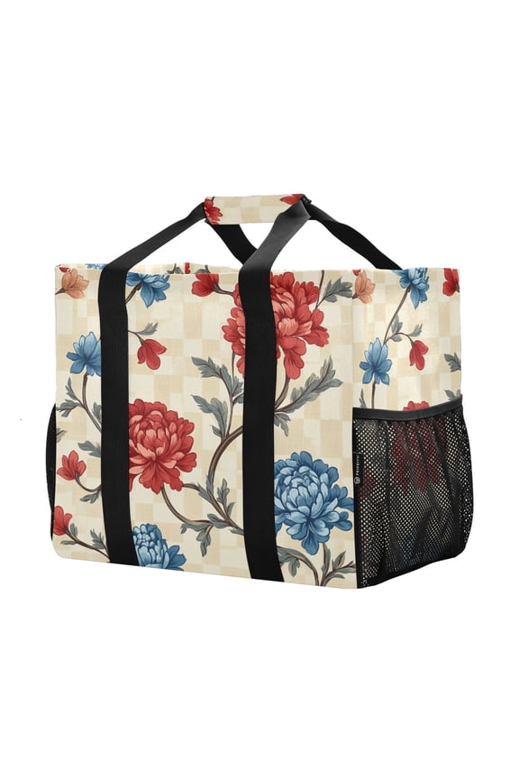 Mesh Beach Bags Totes Foldable Multiple Pockets Creatively Blossom Tango Printed